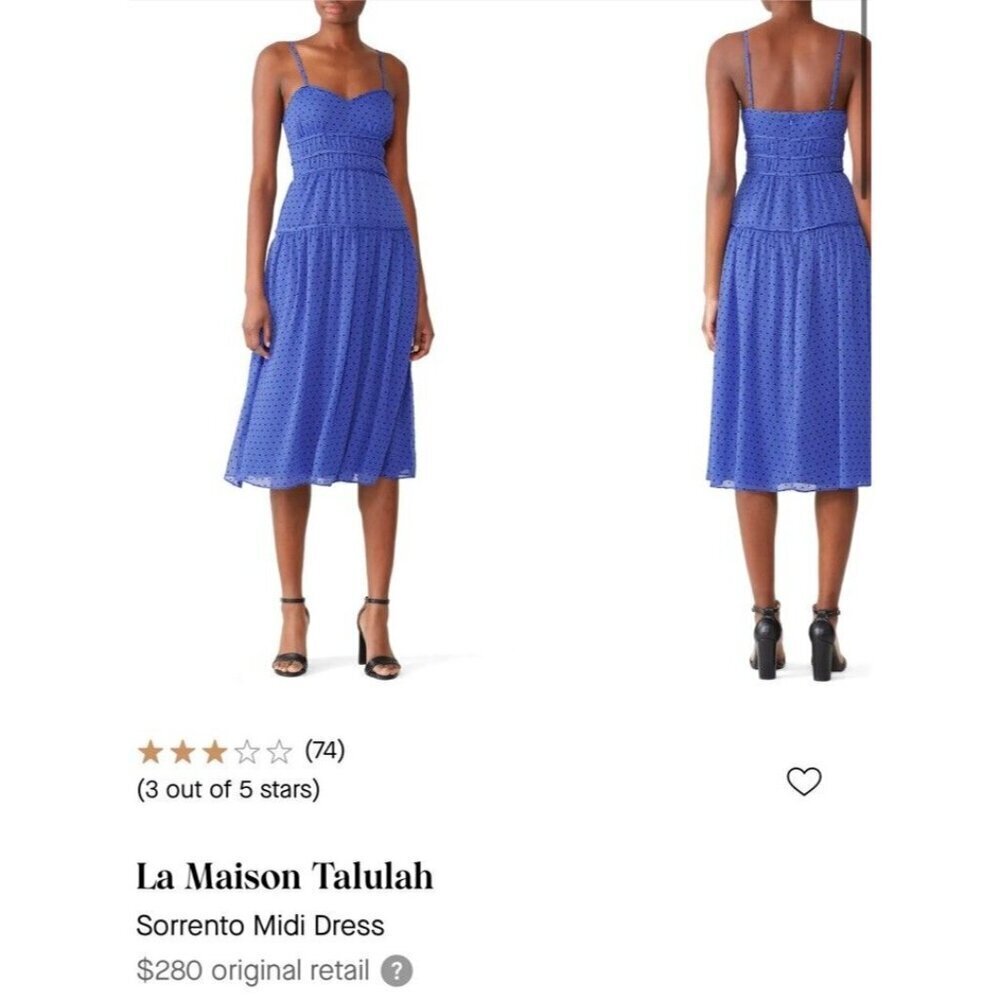 La Maison Talulah Sorrento Midi Dress Women's XS Blue Polka Dot Retro Look X - Picture 2 of 16